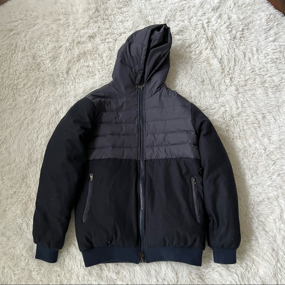 Men’s Moncler Down Wool Jacket W Hood Good Condition Sz 8 See Descrip